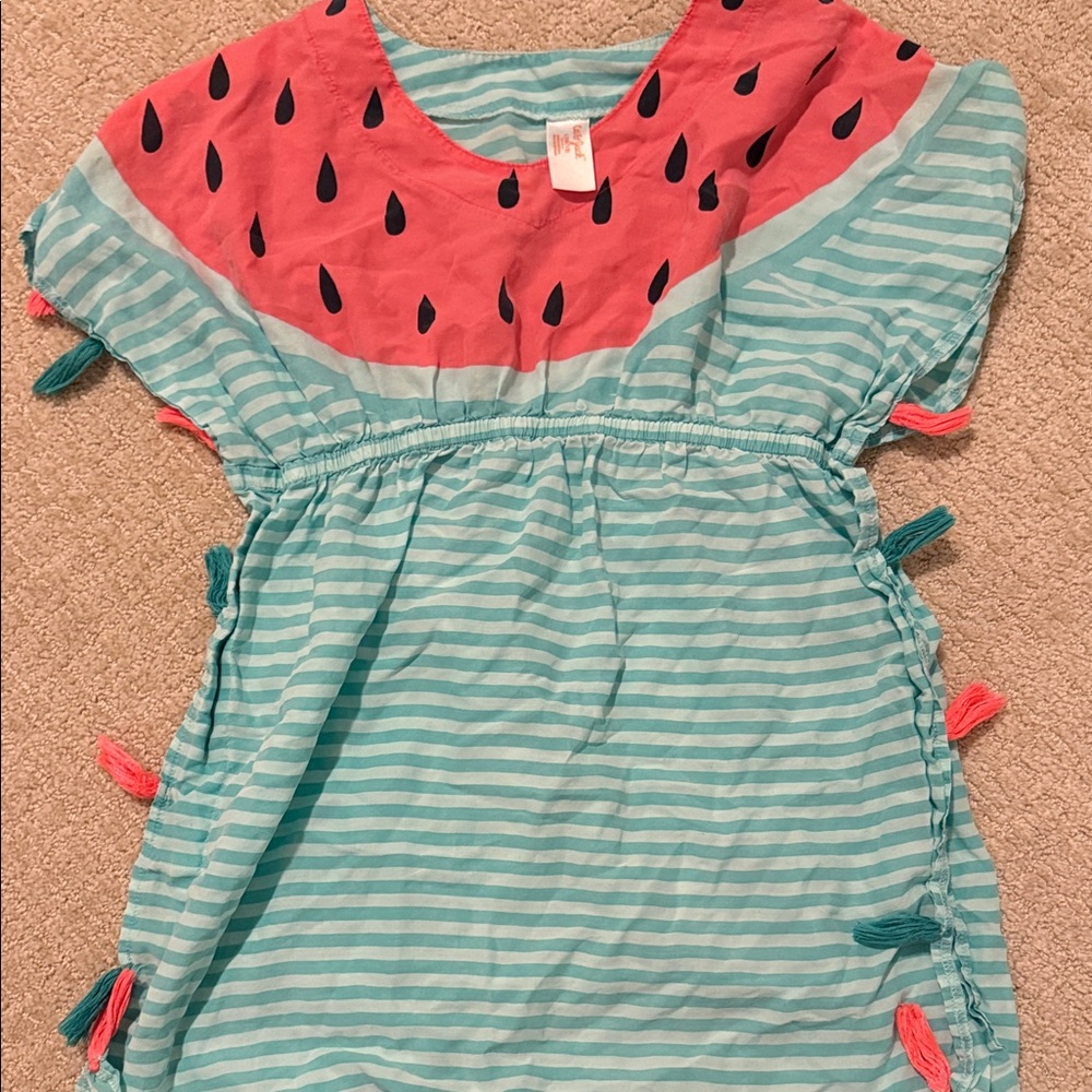 Cat & Jack Coral and Aqua Striped Dress